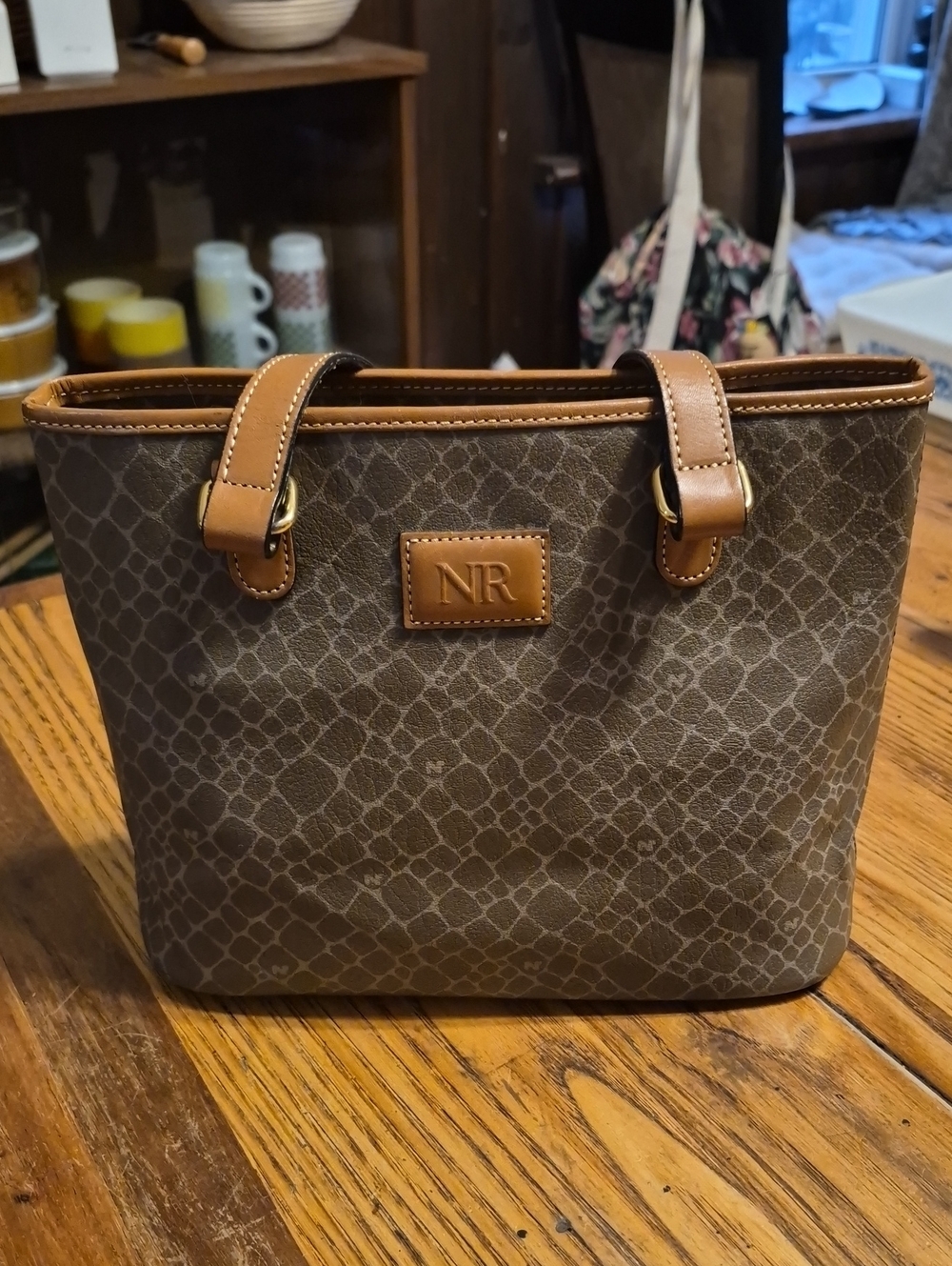 Nina Ricci Geometric Tote in Brown & Gray